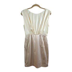 NWT Black Halo Sleeveless Pleated Satin Dress in Champagne Party Women's 6